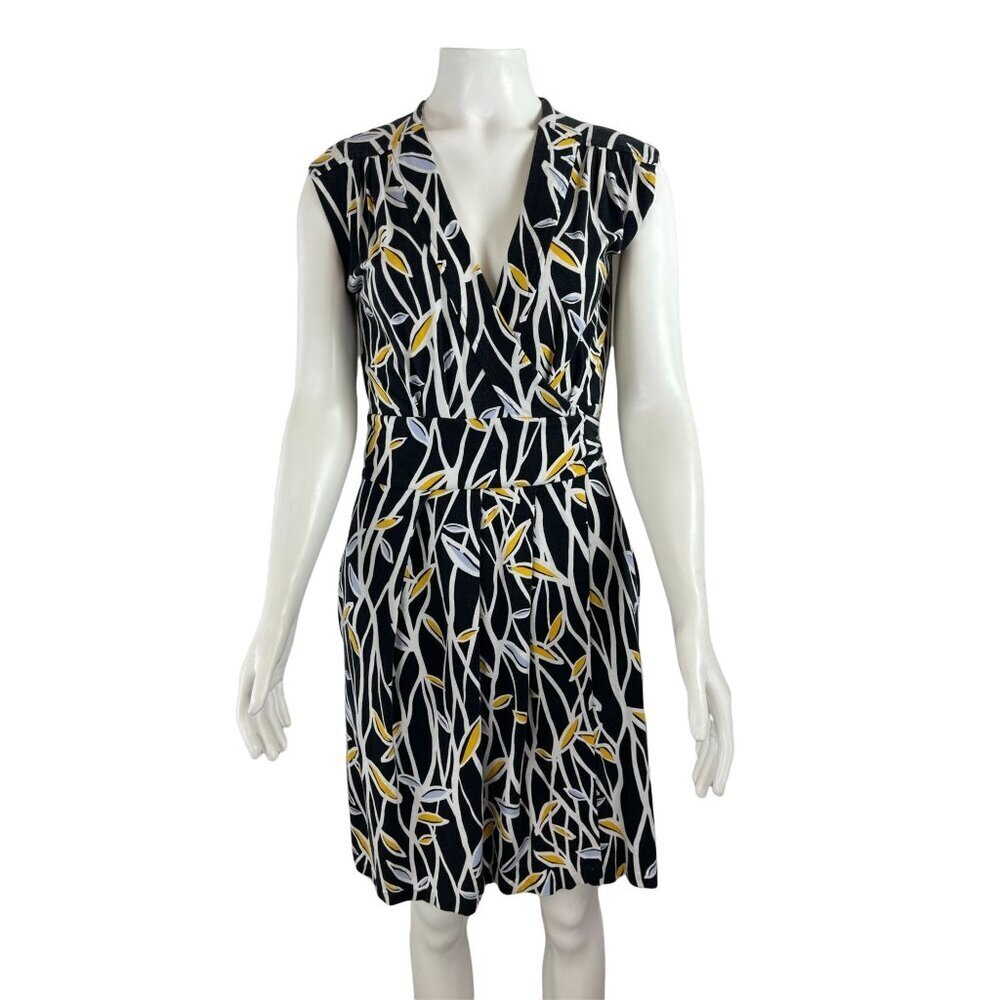 Diane Von Furstenberg Cassidy Knit Wrap Dress 4 DVF Pockets Black Yellow